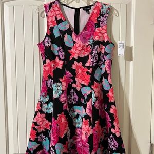 Roz & Ali Floral Dress with Lace Hem - Size 8P